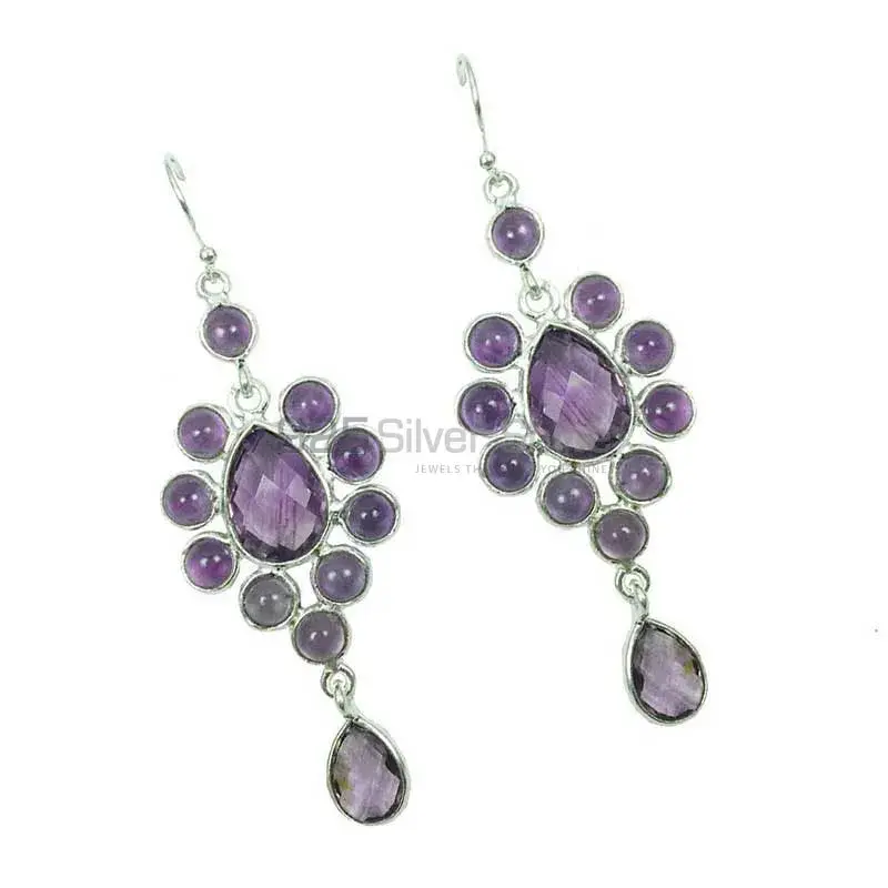 925 Sterling Silver Handmade Earrings In Amethyst Gemstone Jewelry 925SE1286_0