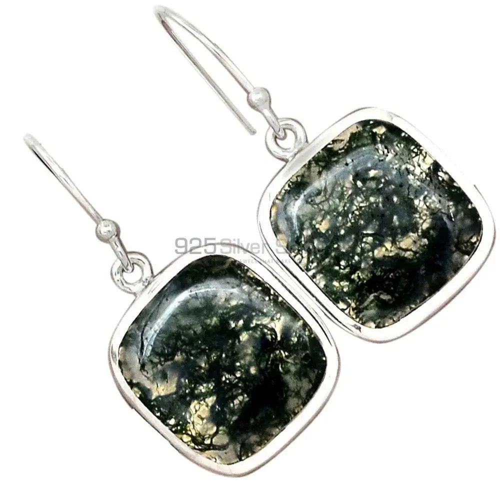 925 Sterling Silver Handmade Earrings In Moos Agate Gemstone Jewelry 925SE2299_14