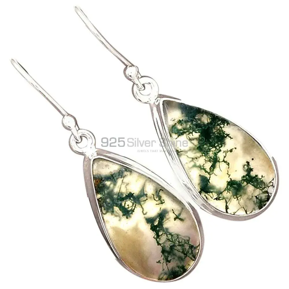 925 Sterling Silver Handmade Earrings In Moos Agate Gemstone Jewelry 925SE2299_7