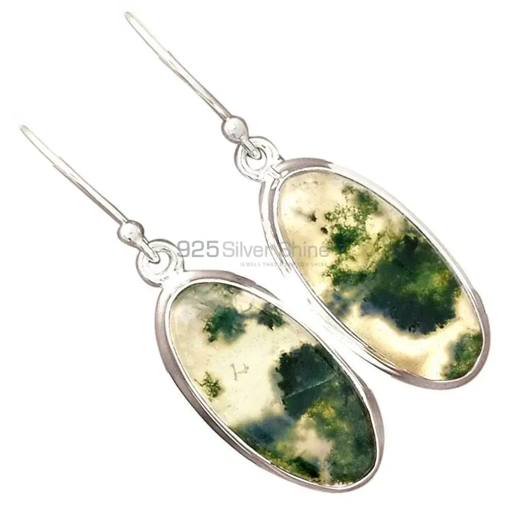 925 Sterling Silver Handmade Earrings In Moos Agate Gemstone Jewelry 925SE2299_8