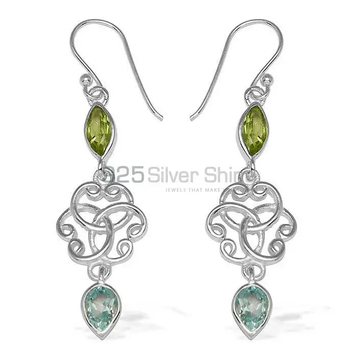 925 Sterling Silver Handmade Earrings In Multi Gemstone Jewelry 925SE742_0