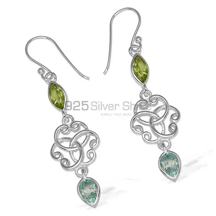 925 Sterling Silver Handmade Earrings In Multi Gemstone Jewelry 925SE742_1