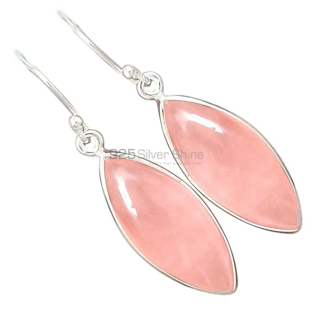 925 Sterling Silver Handmade Earrings In Rose Quartz Gemstone Jewelry 925SE2378_2