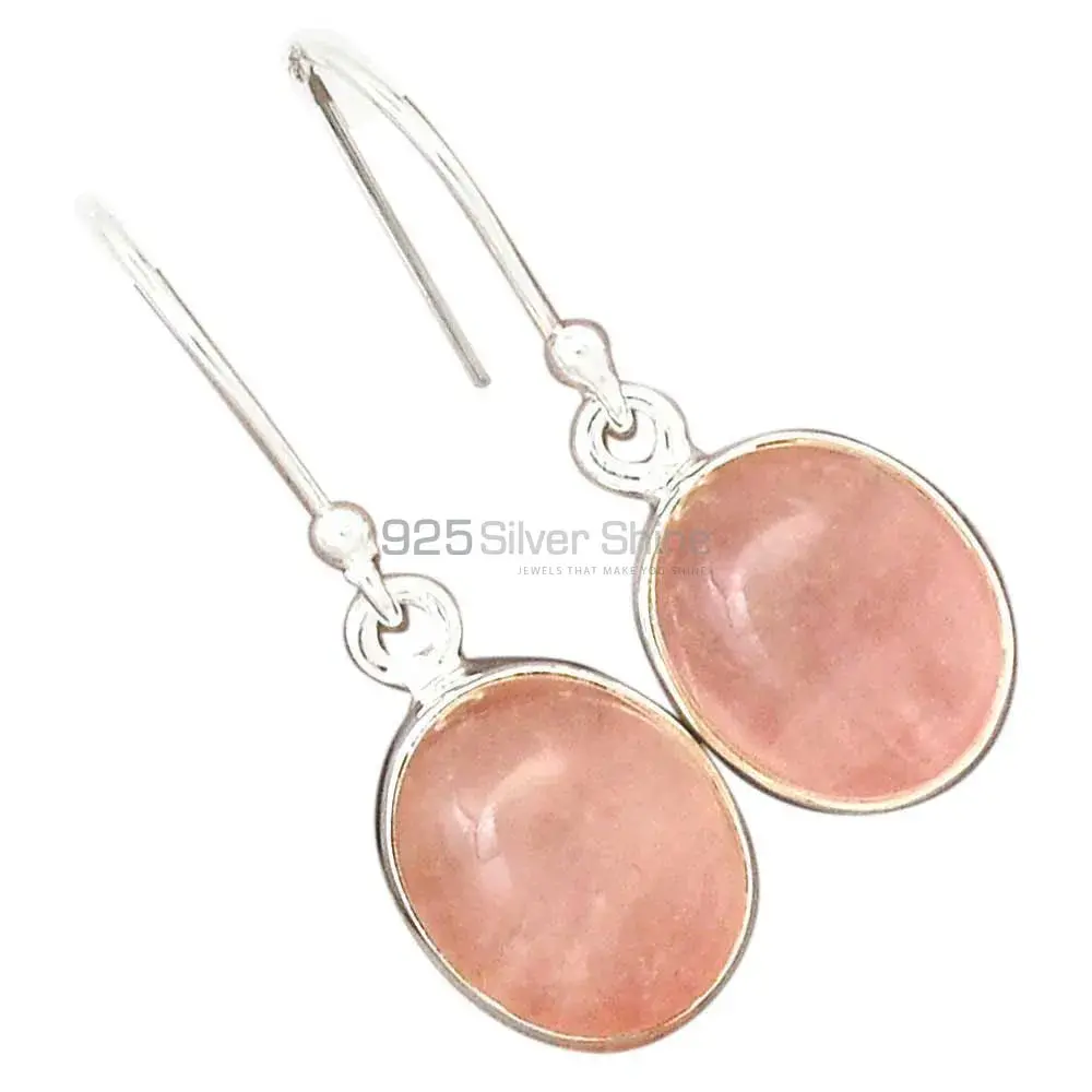 925 Sterling Silver Handmade Earrings In Rose Quartz Gemstone Jewelry 925SE2378_3