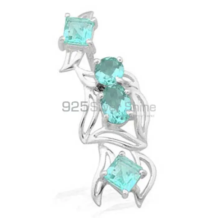 925 Sterling Silver Handmade Pendants In Blue Topaz Gemstone Jewelry 925SP1576_0