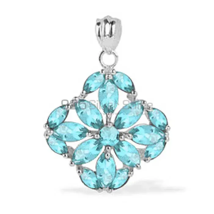 925 Sterling Silver Handmade Pendants In Blue Topaz Gemstone Jewelry 925SP1626
