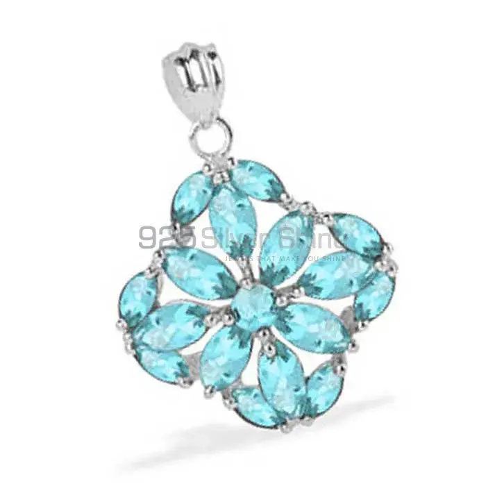925 Sterling Silver Handmade Pendants In Blue Topaz Gemstone Jewelry 925SP1626_0