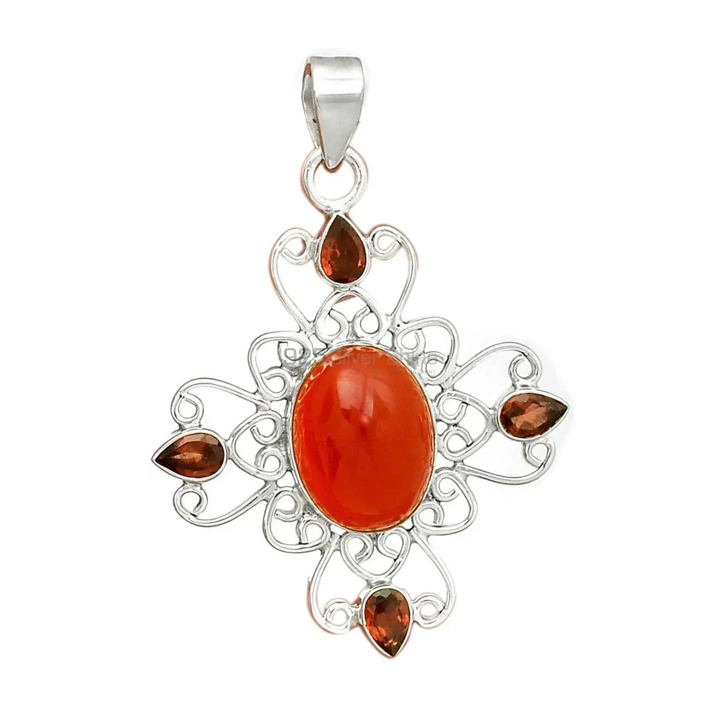 925 Sterling Silver Handmade Pendants In Multi Gemstone Jewelry 925SP097-1_2