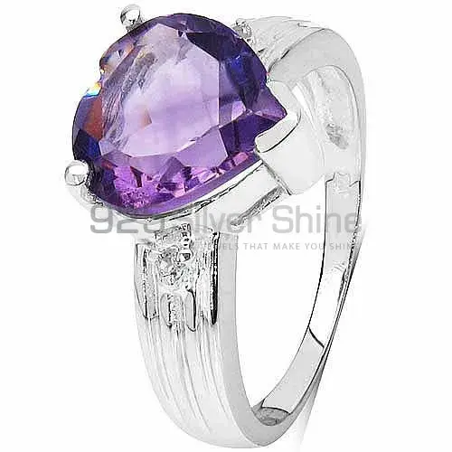 Silver Heart Shape Amethyst Gemstone Rings 925SR3143_1