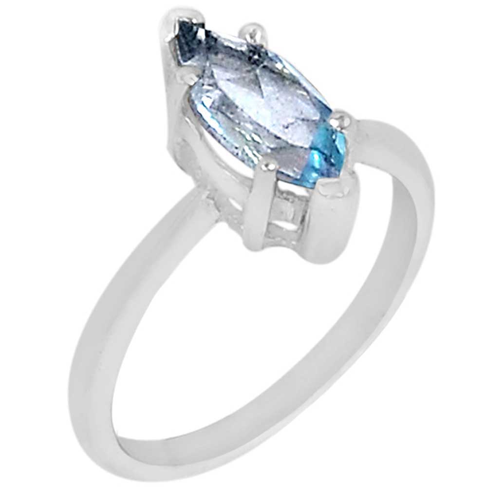 925 Sterling Silver Handmade Rings In Blue Topaz Gemstone Jewelry 925SR883_0