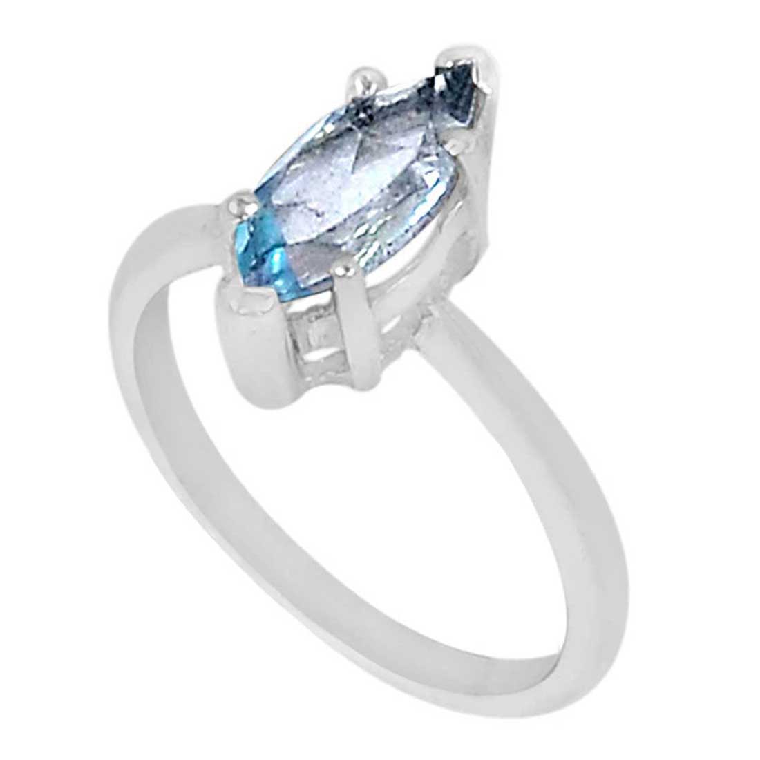 925 Sterling Silver Handmade Rings In Blue Topaz Gemstone Jewelry 925SR883_1