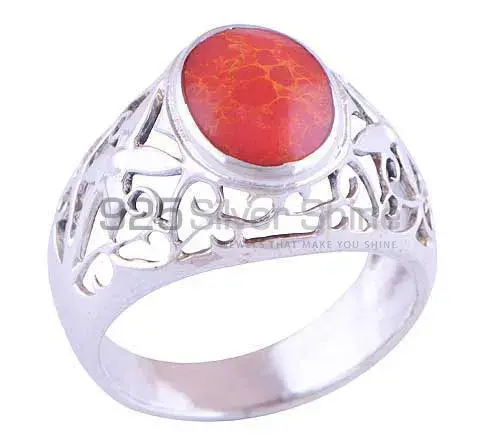925 Sterling Silver Handmade Rings In coral Gemstone Jewelry 925SR2906