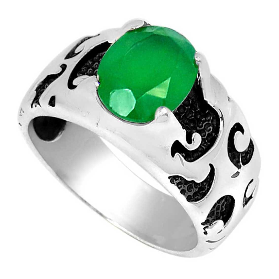 925 Sterling Silver Handmade Rings In Green Onyx Gemstone Jewelry 925SR962_0
