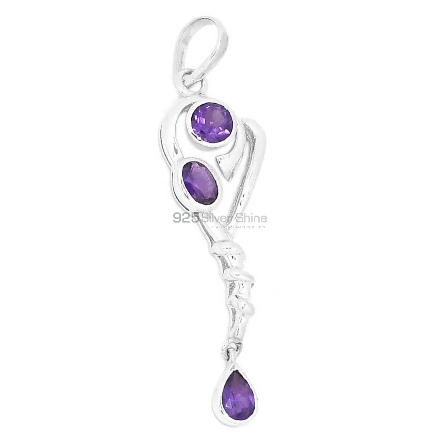 Amethyst Gemstone Handmade Pendants In 925 Sterling Silver Jewelry 925SSP333-1_1