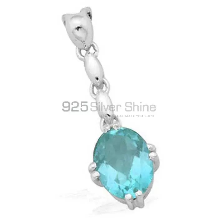 Blue Topaz Gemstone Handmade Pendants In 925 Sterling Silver Jewelry 925SP1601_0