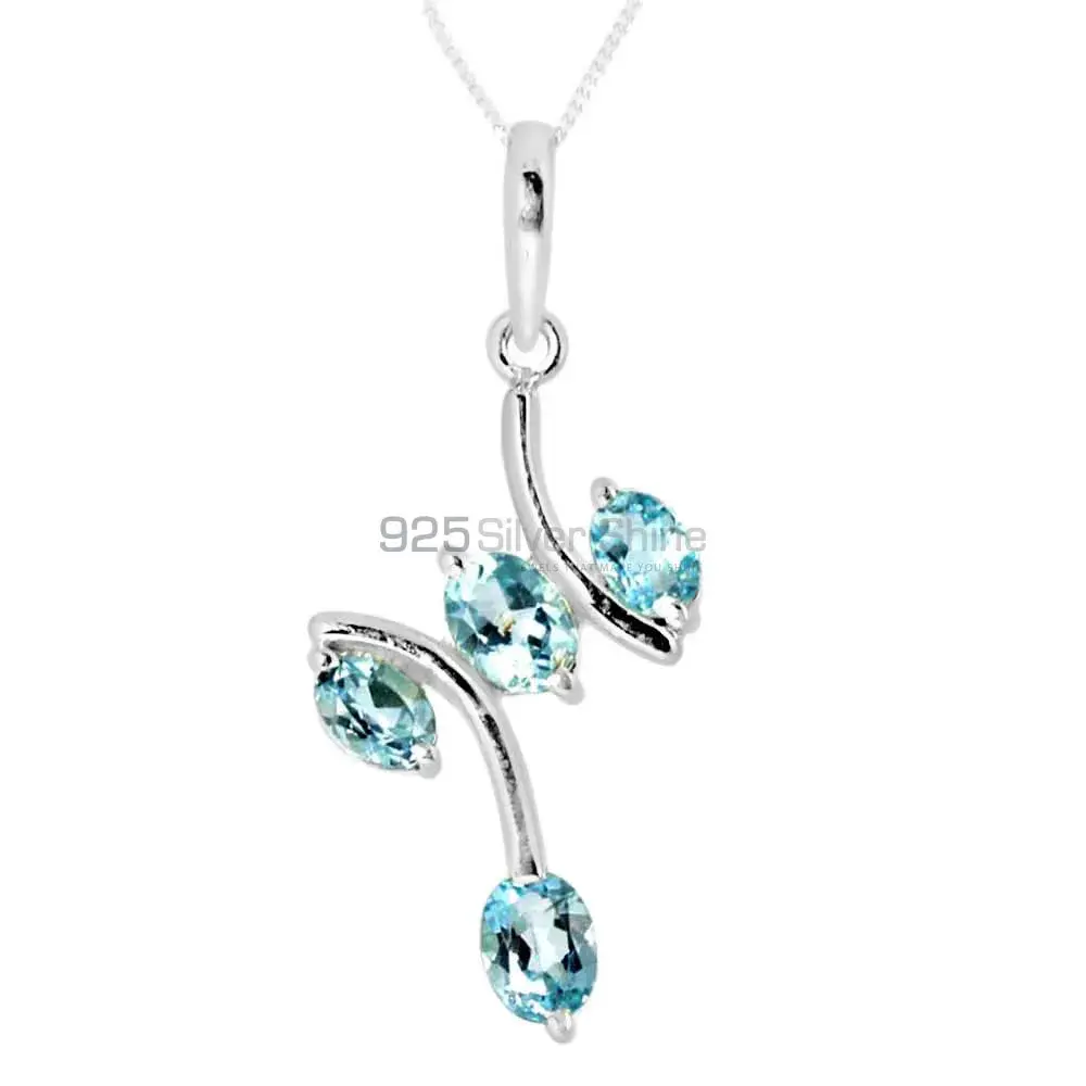 Blue Topaz Gemstone Handmade Pendants In 925 Sterling Silver Jewelry 925SP243-3_0