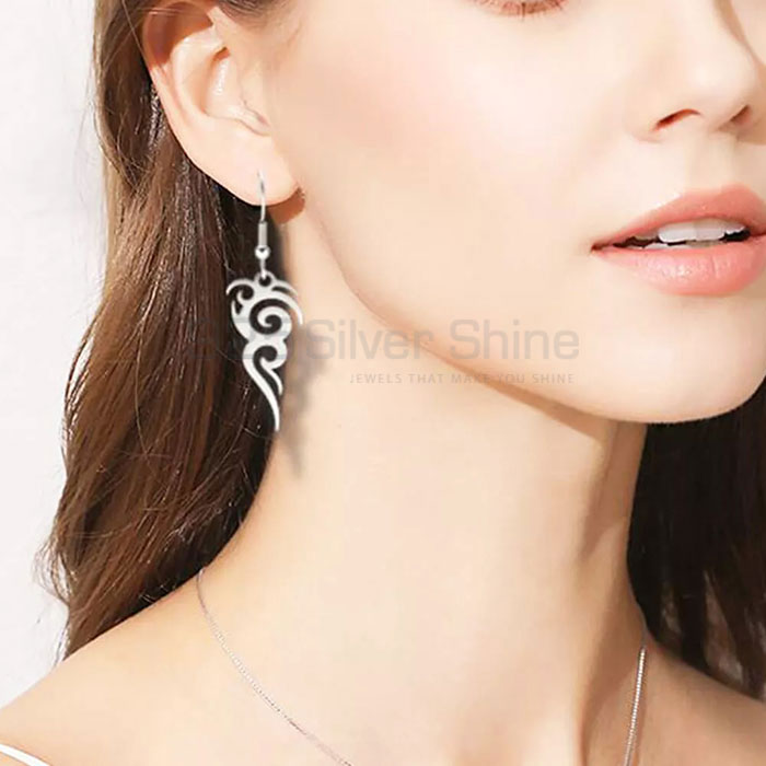 Filigree Dangle Earring In Sterling Silver Minimalist Jewelry FGME162_1