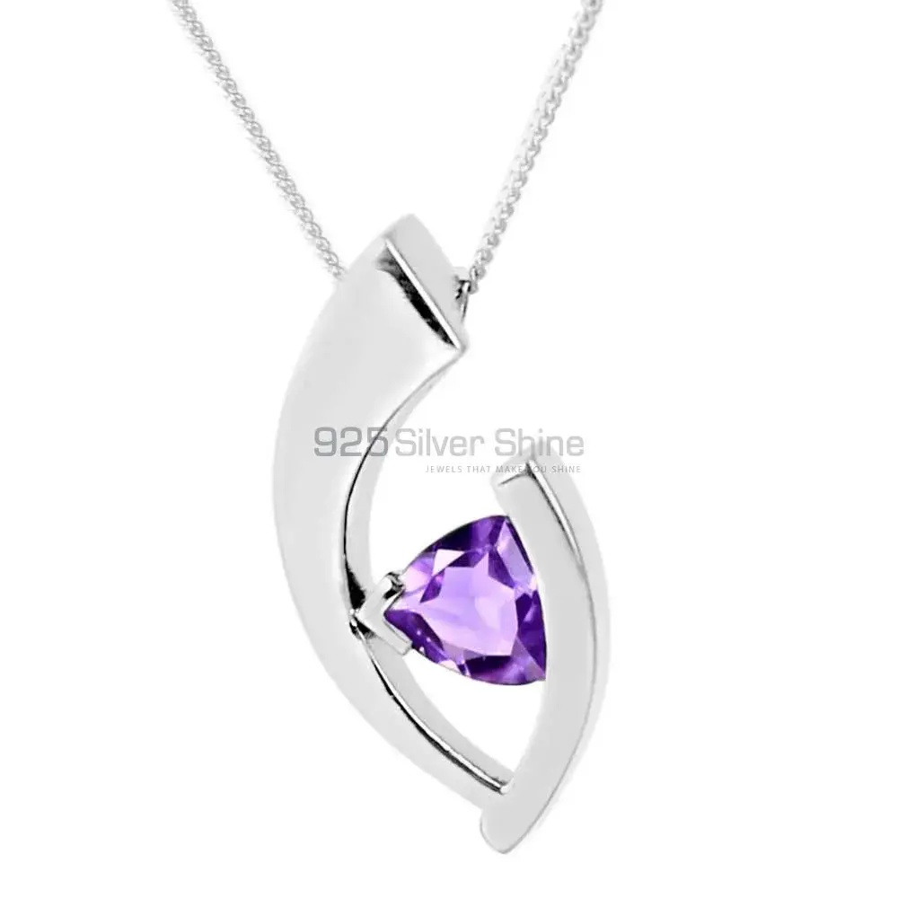 Fine Sterling Silver Pendants In Amethyst Gemstone Jewelry 925SP224-5