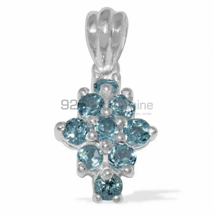 Fine Sterling Silver Pendants In Blue Topaz Gemstone Jewelry 925SP1488_0