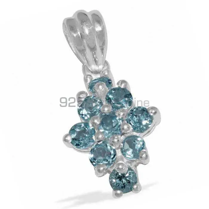 Fine Sterling Silver Pendants In Blue Topaz Gemstone Jewelry 925SP1488_1