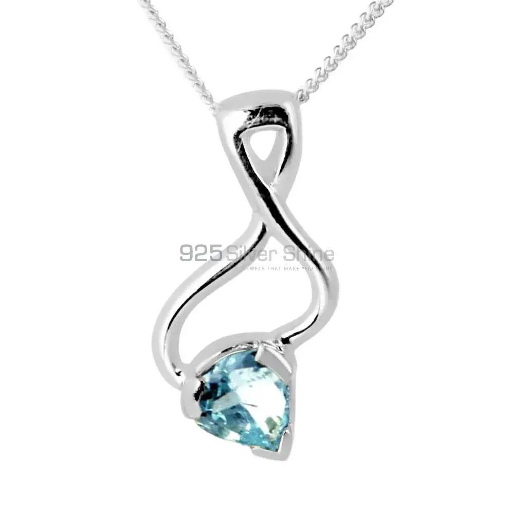 Fine Sterling Silver Pendants In Blue Topaz Gemstone Jewelry 925SP256-2_0