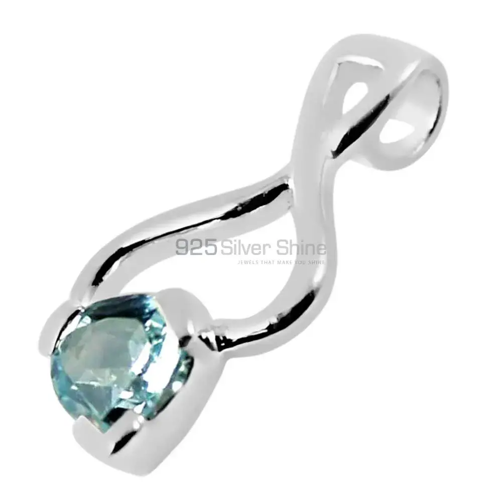 Fine Sterling Silver Pendants In Blue Topaz Gemstone Jewelry 925SP256-2_1