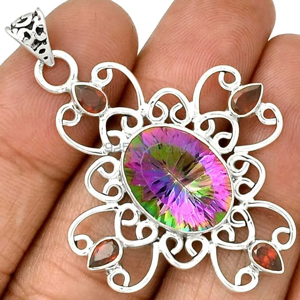 Fine Sterling Silver Pendants In Multi Gemstone Jewelry 925SP097-13_1