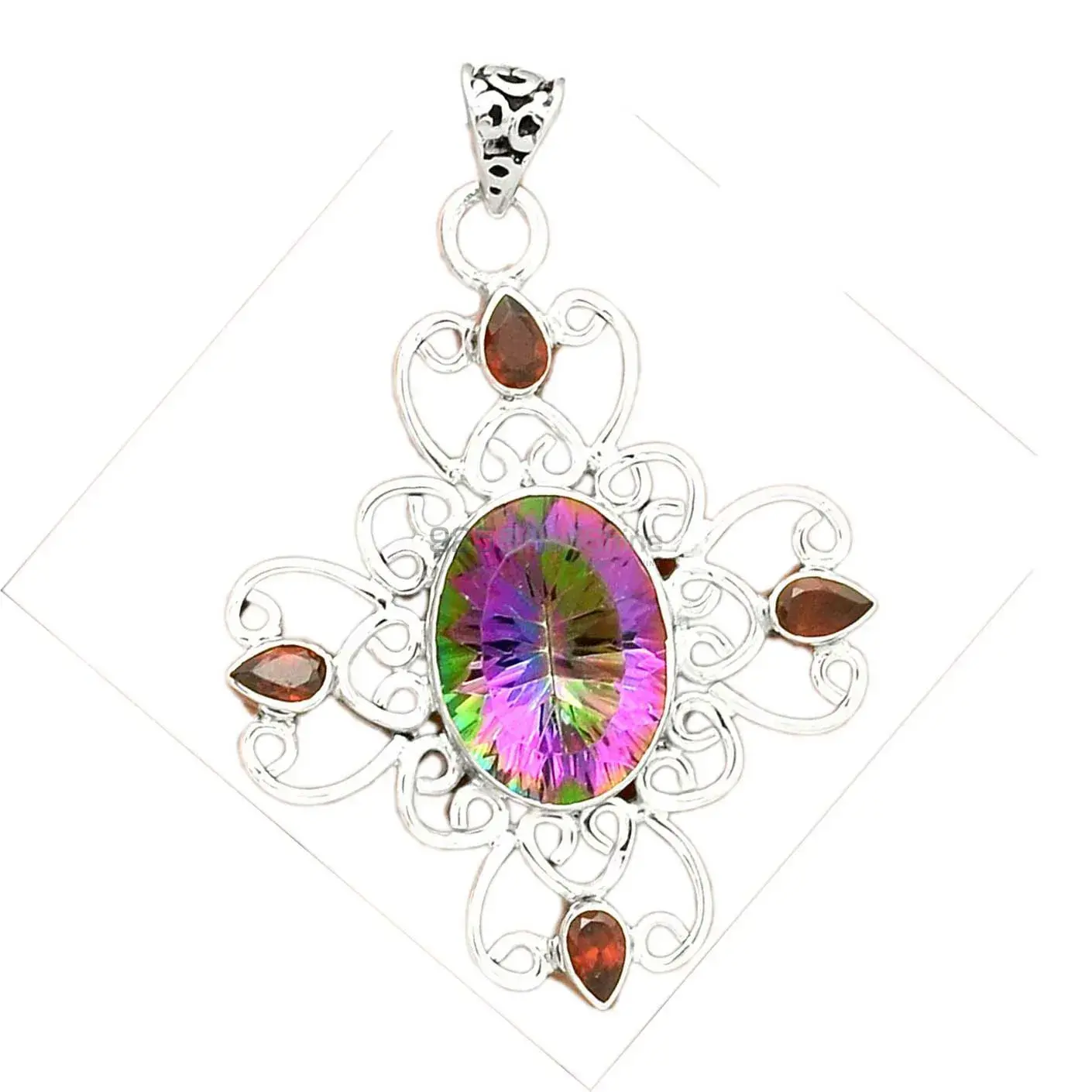 Fine Sterling Silver Pendants In Multi Gemstone Jewelry 925SP097-13_2