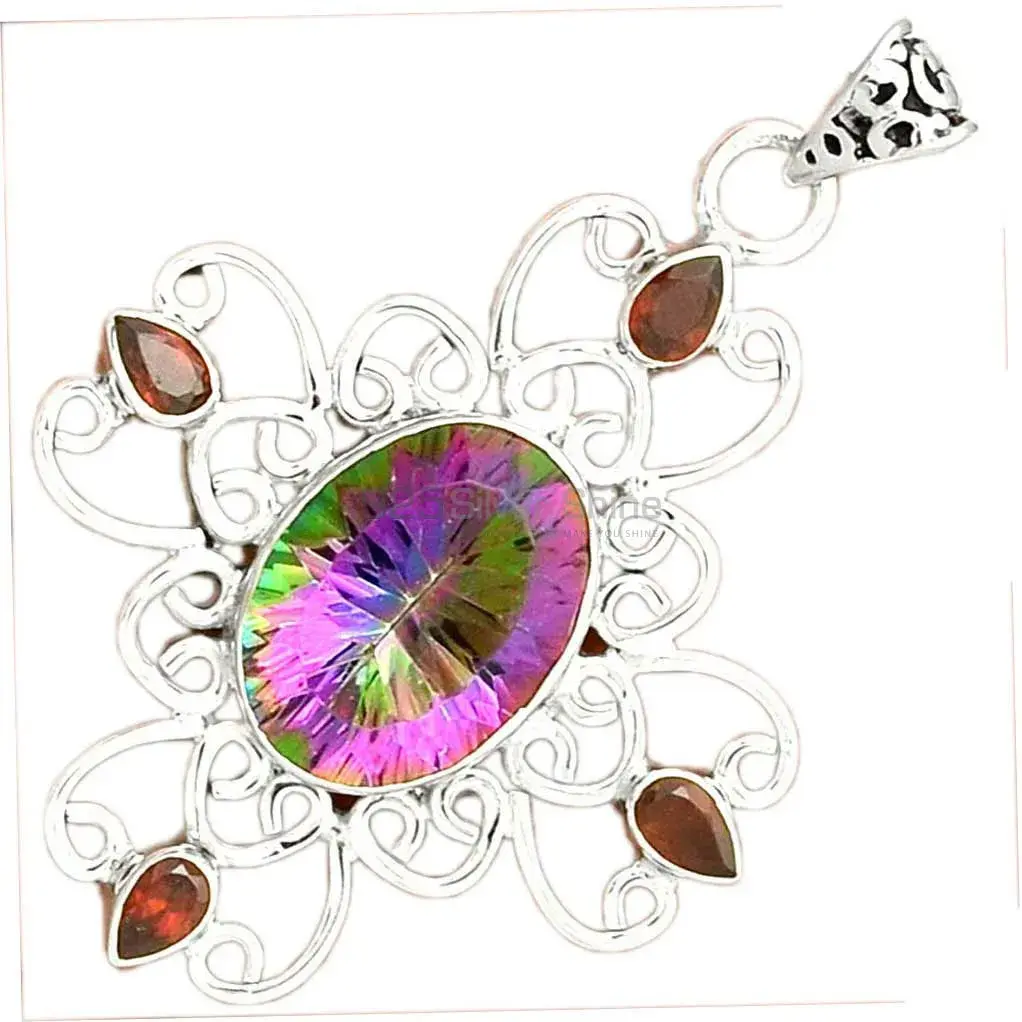 Fine Sterling Silver Pendants In Multi Gemstone Jewelry 925SP097-13_3