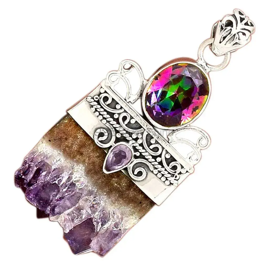 Fine Sterling Silver Pendants In Multi Gemstone Jewelry 925SP09_2