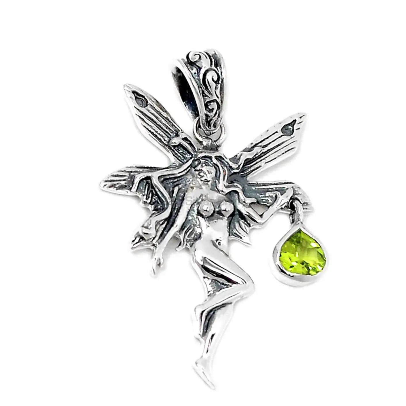 Fine Sterling Silver Pendants In Peridot Gemstone Jewelry 925SSP345-4_1