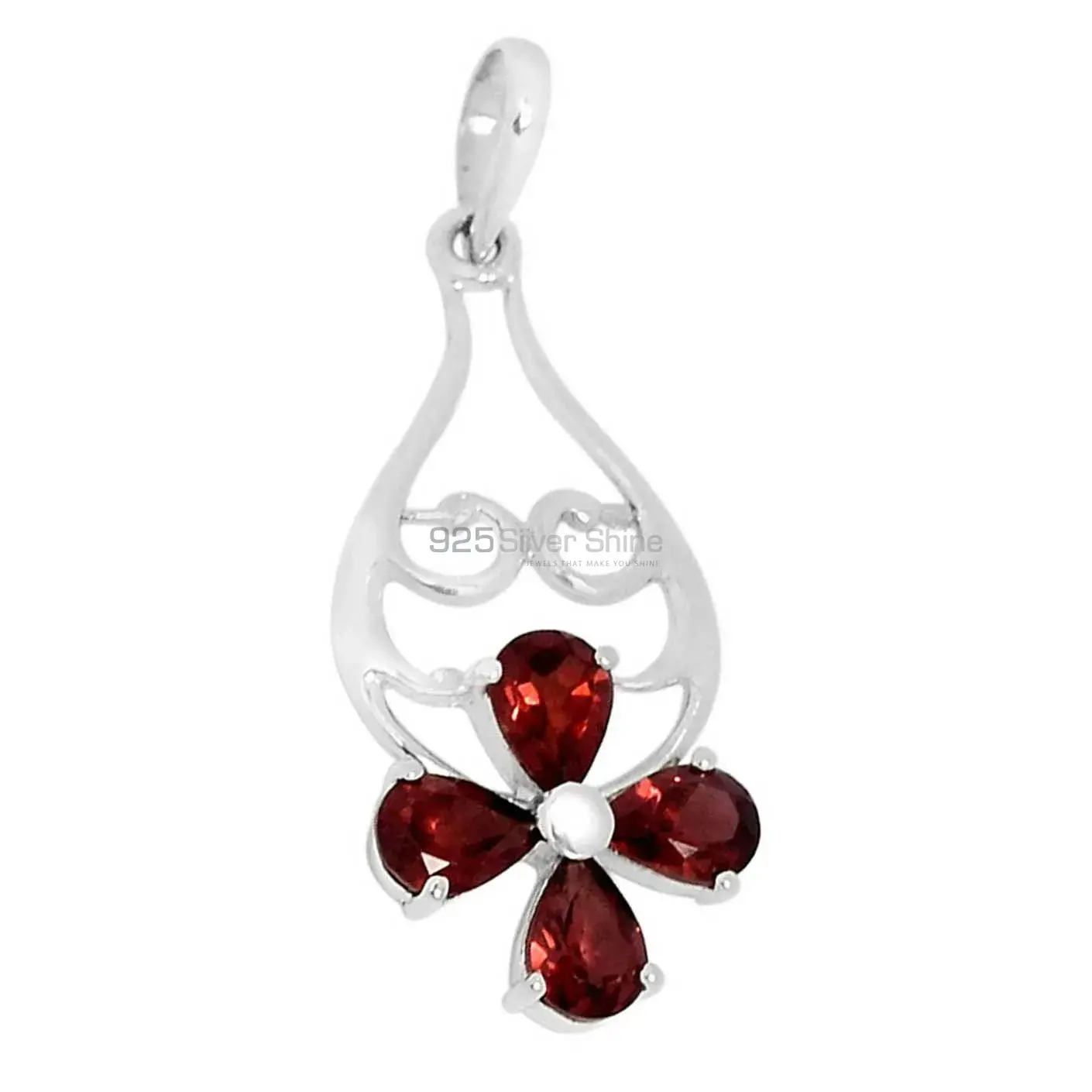 Garnet Gemstone Pendants In 925 Fine Silver Jewelry 925SSP319-4_1