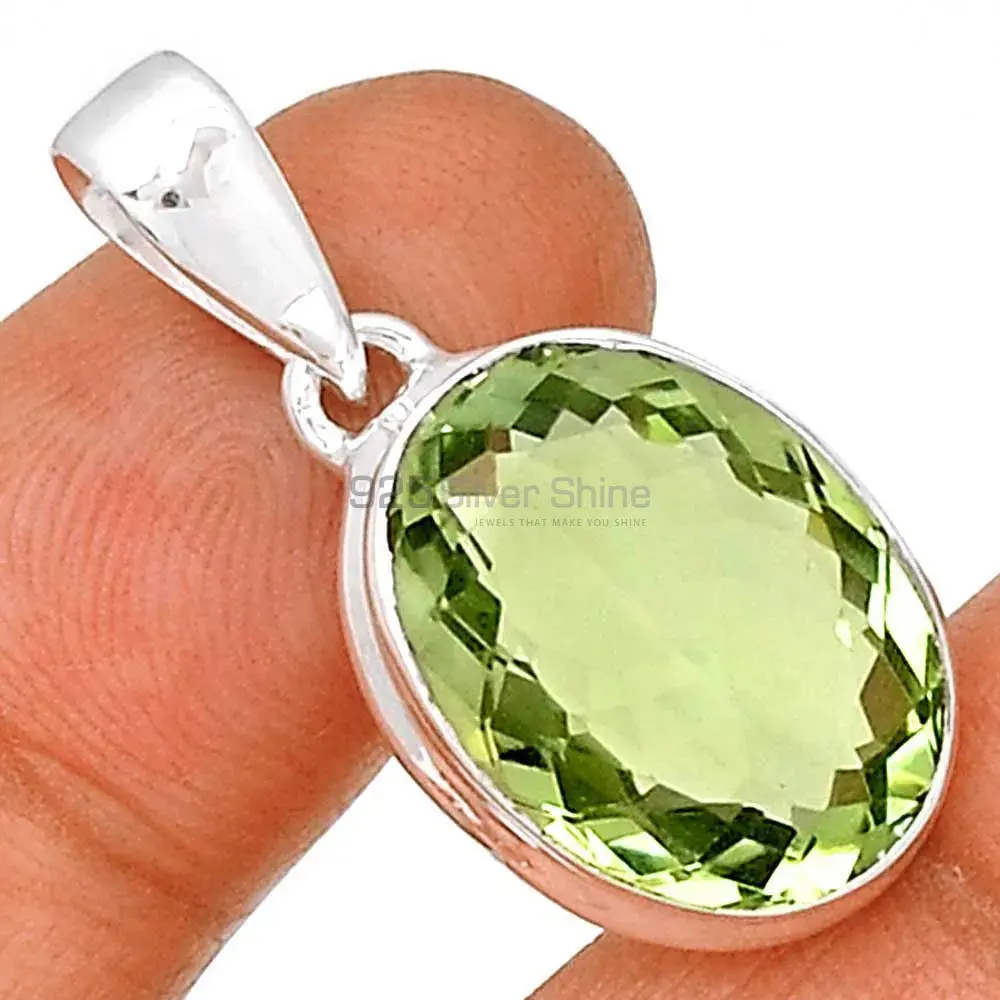 Green Amethyst Gemstone Handmade Pendants In 925 Sterling Silver Jewelry 925SP129_3