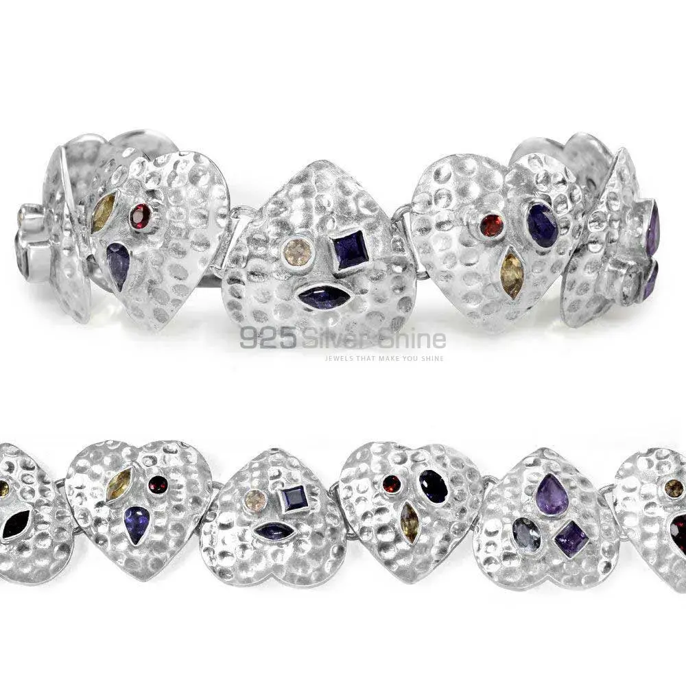 Multi Stone Gemstone Bracelets In Fine Sterling Silver Jewelry 925SB246_0