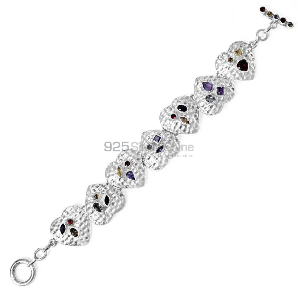 Multi Stone Gemstone Bracelets In Fine Sterling Silver Jewelry 925SB246_1