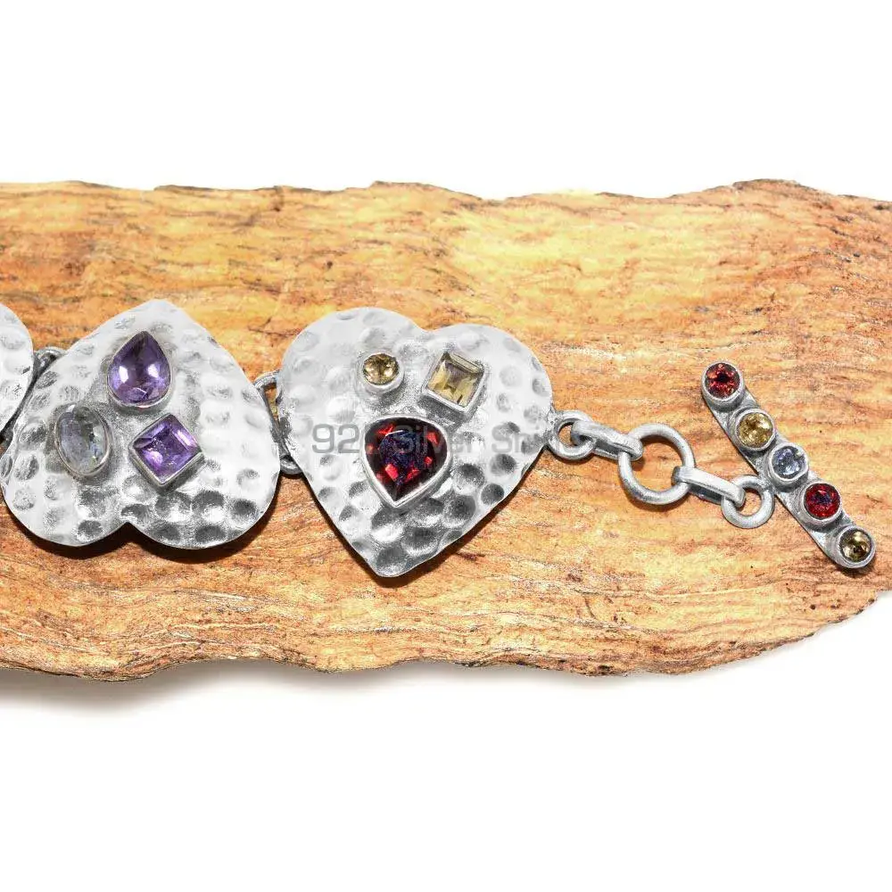 Multi Stone Gemstone Bracelets In Fine Sterling Silver Jewelry 925SB246_2