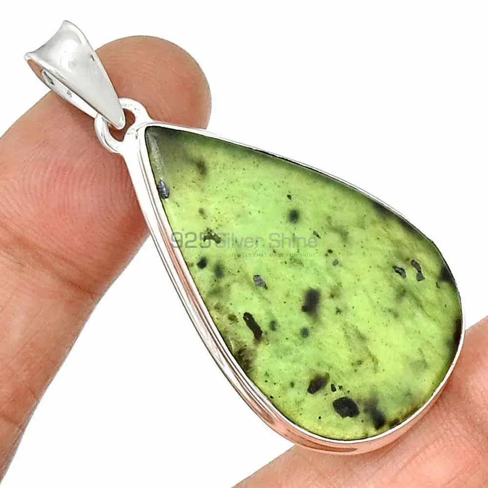 Nephrite Gemstone Pendants In Fine Sterling Silver Jewelry 925SP141_1