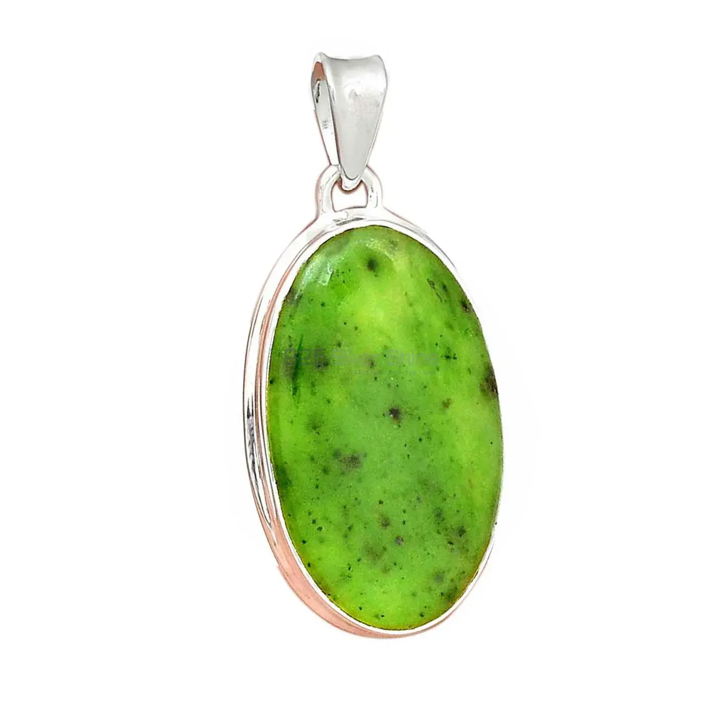 Nephrite Gemstone Pendants In Fine Sterling Silver Jewelry 925SP141_13