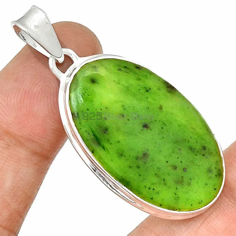 Nephrite Gemstone Pendants In Fine Sterling Silver Jewelry 925SP141_2