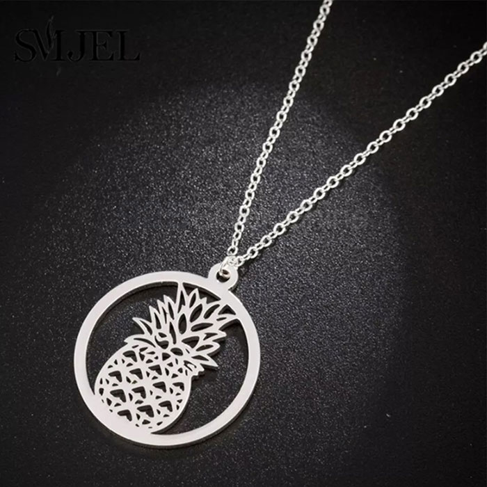 Pineapple Minimalist Chain Necklace In Sterling Silver FRMN274_0
