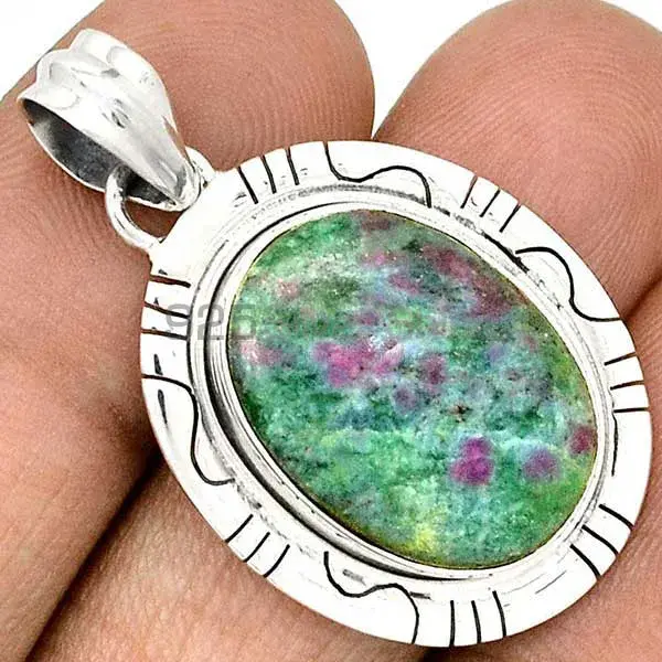 Ruby Zoisite Gemstone Handmade Pendants In 925 Sterling Silver Jewelry 925SP40-4_1