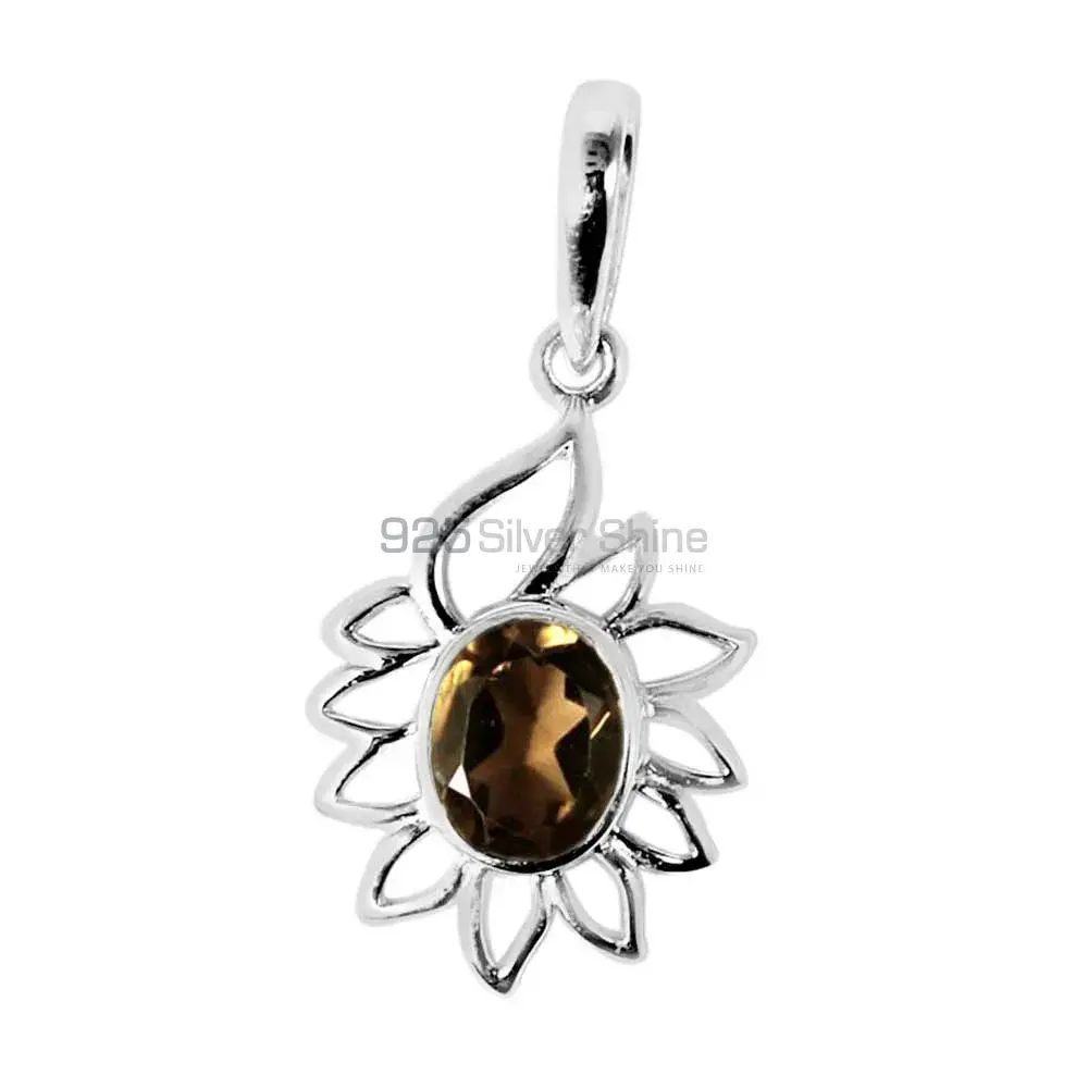 Smokey Gemstone Handmade Pendants In 925 Sterling Silver Jewelry 925SP218-3_1
