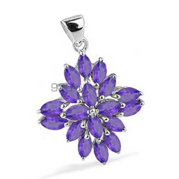 Solid Sterling Silver Handmade Pendants In Amethyst Gemstone Jewelry 925SP1682_0