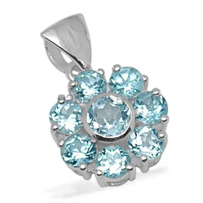 Solid Sterling Silver Handmade Pendants In Blue Topaz Gemstone Jewelry 925SP1432_0