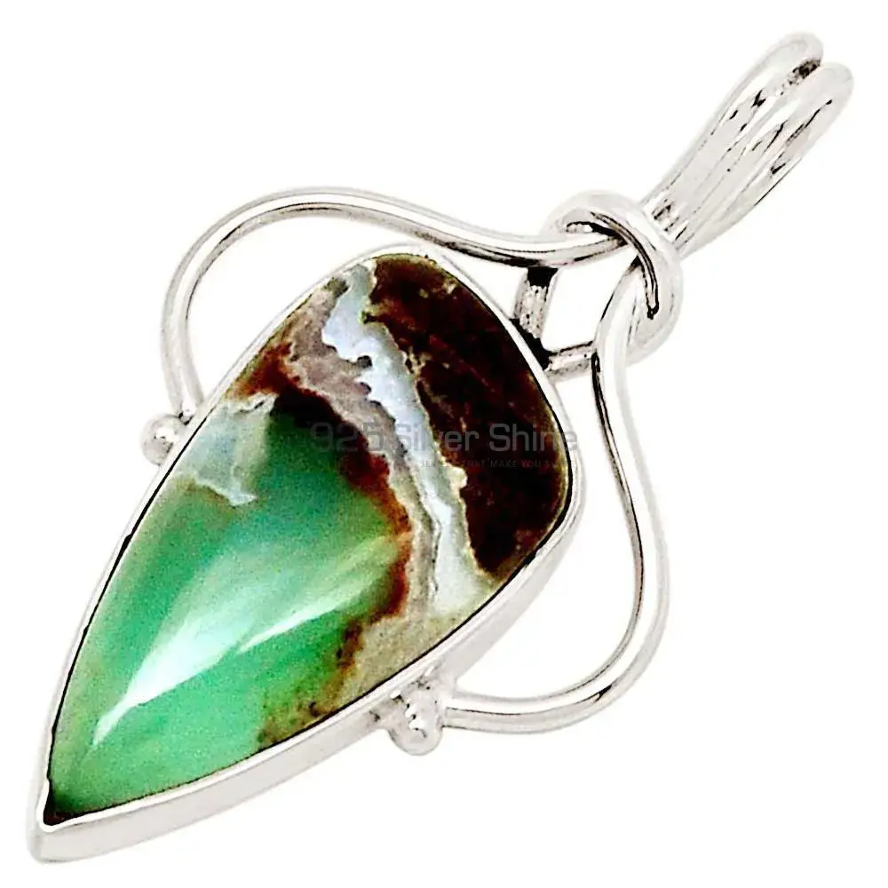 Solid Sterling Silver Handmade Pendants In Chrysoprase Gemstone Jewelry 925SP197_1