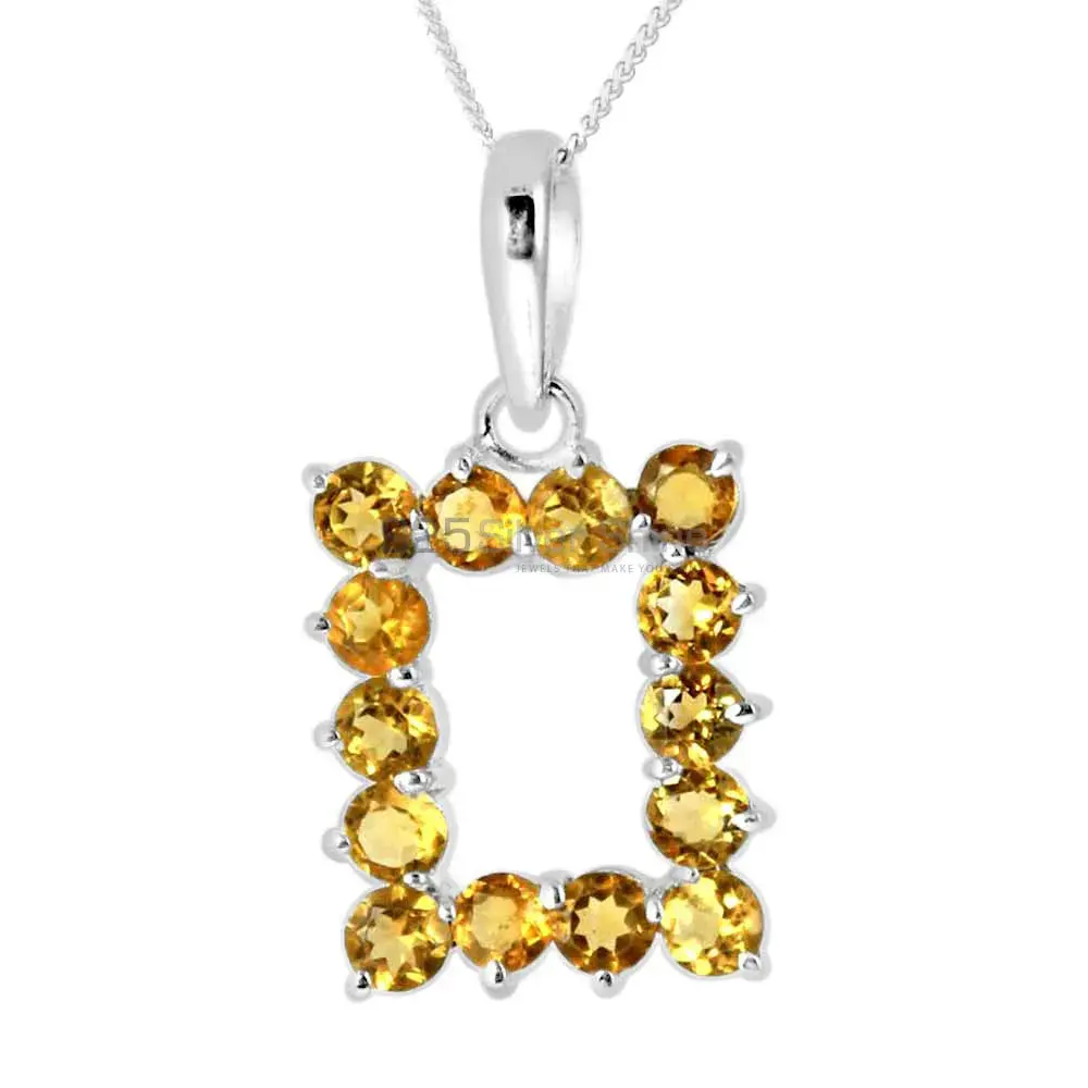 Solid Sterling Silver Handmade Pendants In Citrine Gemstone Jewelry 925SP255-2