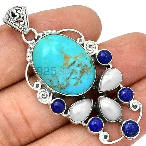 Solid Sterling Silver Handmade Pendants In Multi Gemstone Jewelry 925SP22-3_1