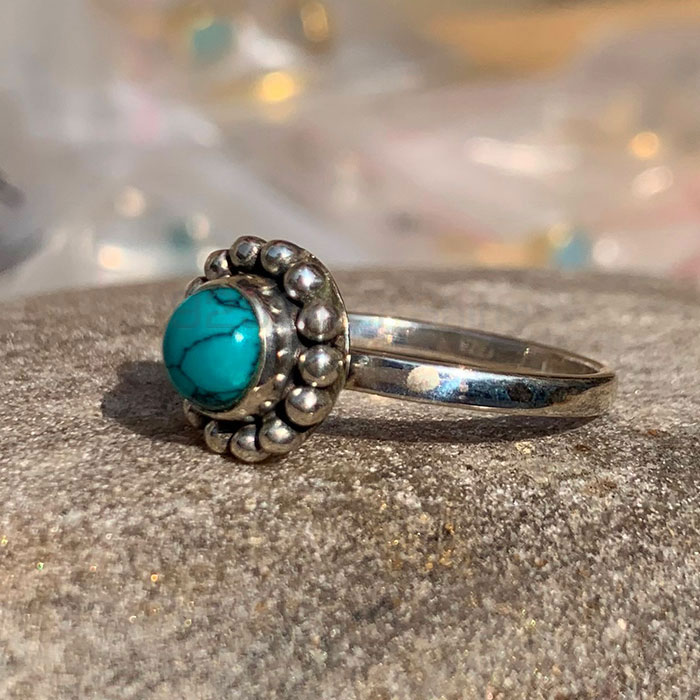 Ethnic Silver Ring In Natural Turquoise Gemstone SSR133_0