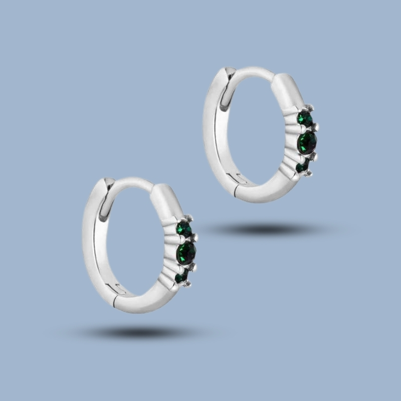 Black Onyx Gemstone With 925 Sterling Silver Titanium Hinge Hoop Earring 925She279_0