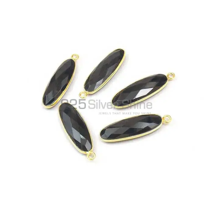 Black Onyx Oval Gemstone Double Bail Bezel Sterling Silver Gold Vermeil Connector 925GC140_3